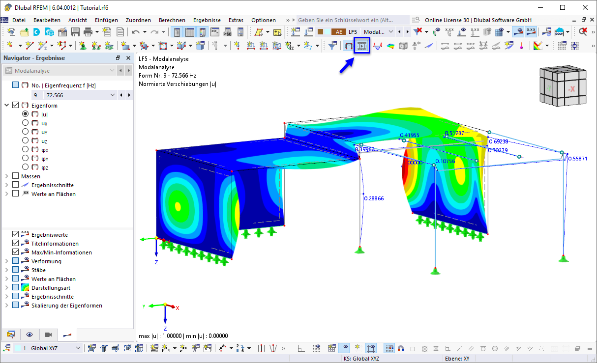 Darstellung der Eigenform als Animation