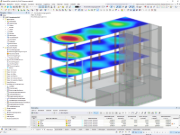 RFEM-Modell des Bürogebäudes mit Verformungen | © Furche Geiger Zimmermann Tragwerksplaner GmbH