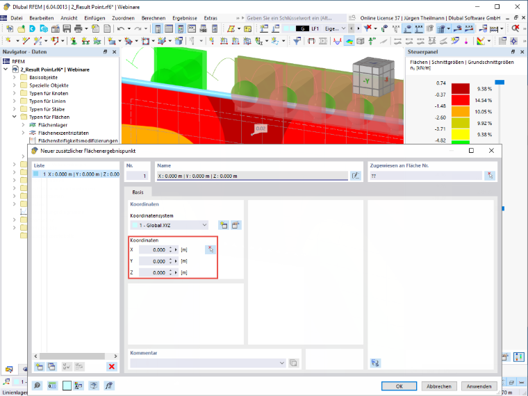 FAQ 005432 | Wie kann ich in RFEM 6 benutzerdefinierte Punkte für Ergebniswerte an Flächen setzen?