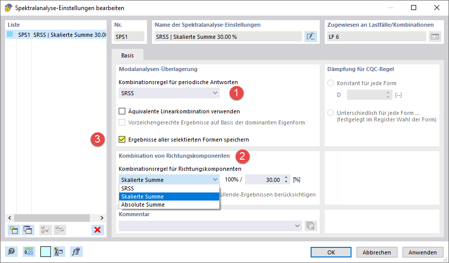 Anpassen der Spektralanalyse-Einstellungen