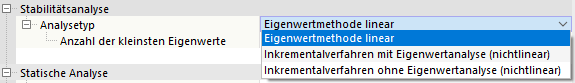 Analysetyp für Stabilitätsanalyse auswählen