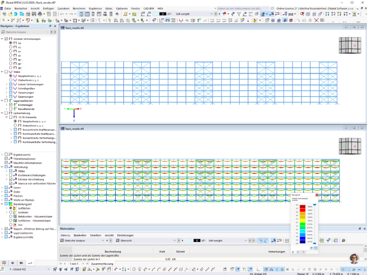 Längsansicht des Regallagers in RFEM