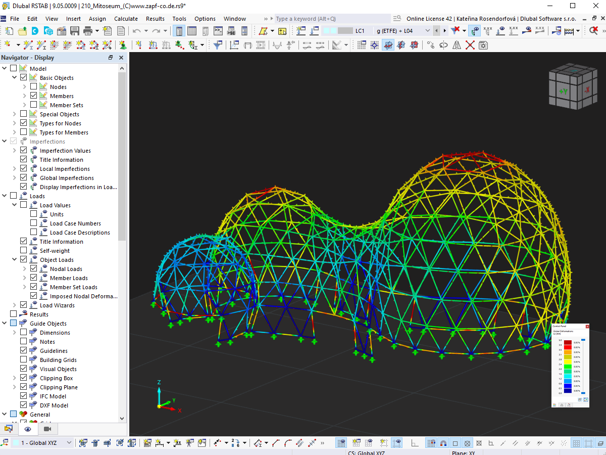 Modell des Empfangsgebäudes in RSTAB 9