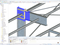 Stahlträger-Stütze-Verbindung im Modell einer Erweiterung von Industrielager