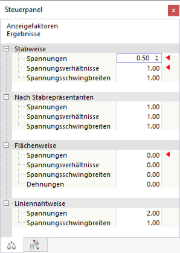 Anzeigefaktoren anpassen