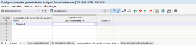 Geotechnische Konfiguration über Tabelle zuweisen