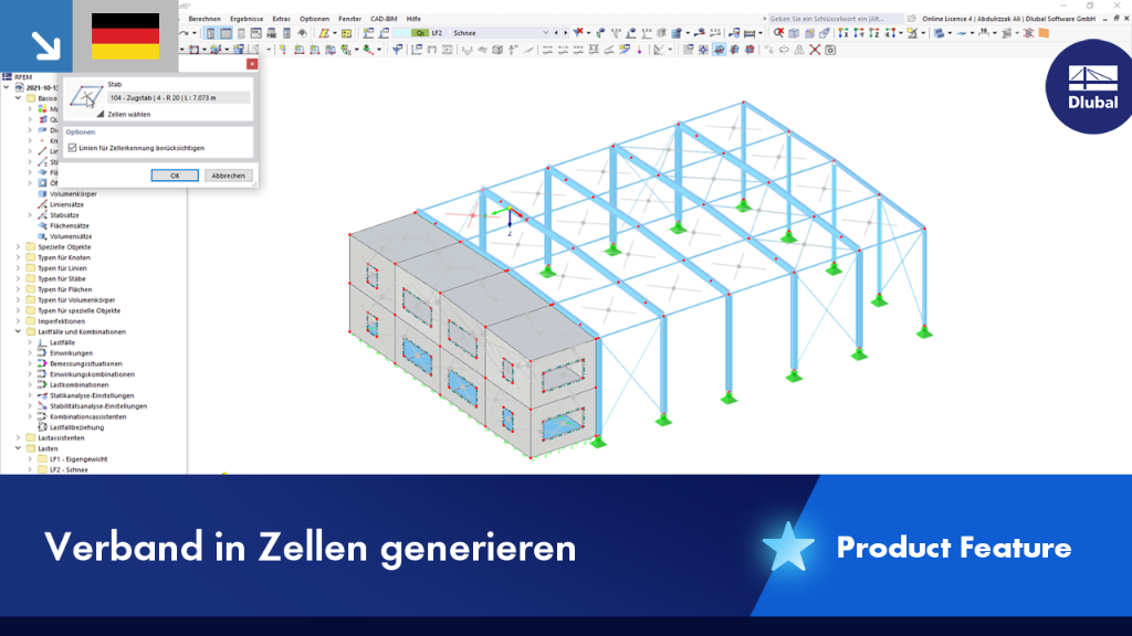 Die Funktion 'Verband in Zellen generieren' ermöglicht die Organisation und Strukturierung von Zellen. Spezifische Zellanordnungen und Verbindungsdetails sind erkennbar.