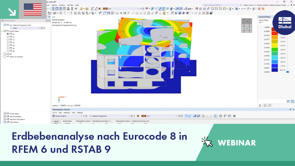 Das Webinar befasst sich mit Methoden der Erdbebenanalyse unter Verwendung des Eurocode 8 in RFEM 6 und RSTAB 9 für Ingenieure.