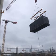Transport eines Fertigteils zur Baustelle