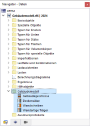 Kategorie 'Gebäudemodell' im Navigator - Daten