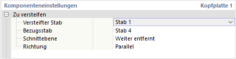 Stäbe zuordnen und Schnittart festlegen