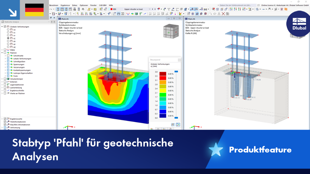Pfahlstab für geotechnische Analysethermodynamik in der Bauplanung.