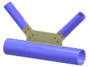 Modell 005283 | Fachwerk-K-Knoten | Anschluss der Diagonalen an den Gurt mittels Knotenblech, Zungenplatte und Deckplatten