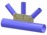 Modell 005311 | Fachwerk KT-Knoten | Diagonalen- und Vertikal-Anschluss an den Gurt über Knotenblech, Zungenblech und Kopfplatte