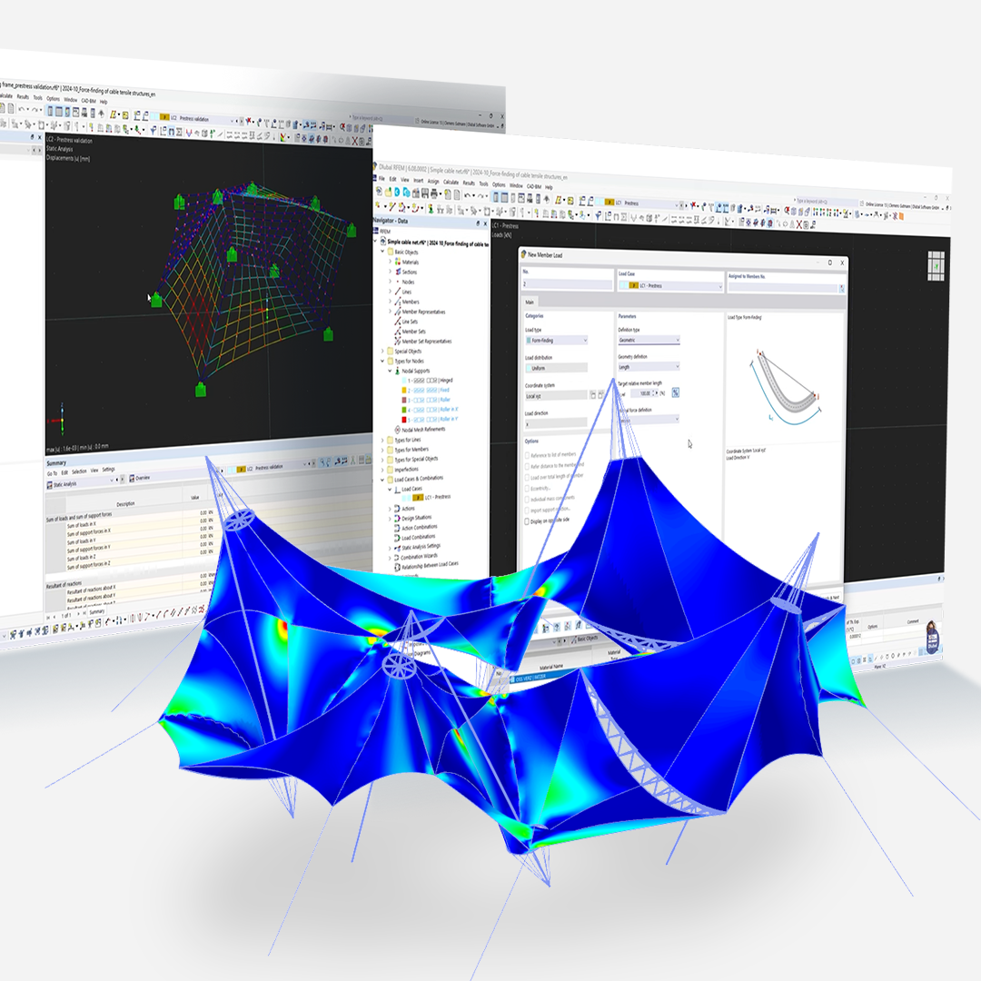 Aufgezeichnetes Webinar | Kraftfindung von Seilnetzen in RFEM 6