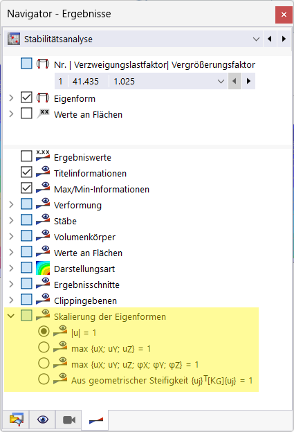 Die Grafik zeigt normierte und skalierte Ergebnisse im Navigator.