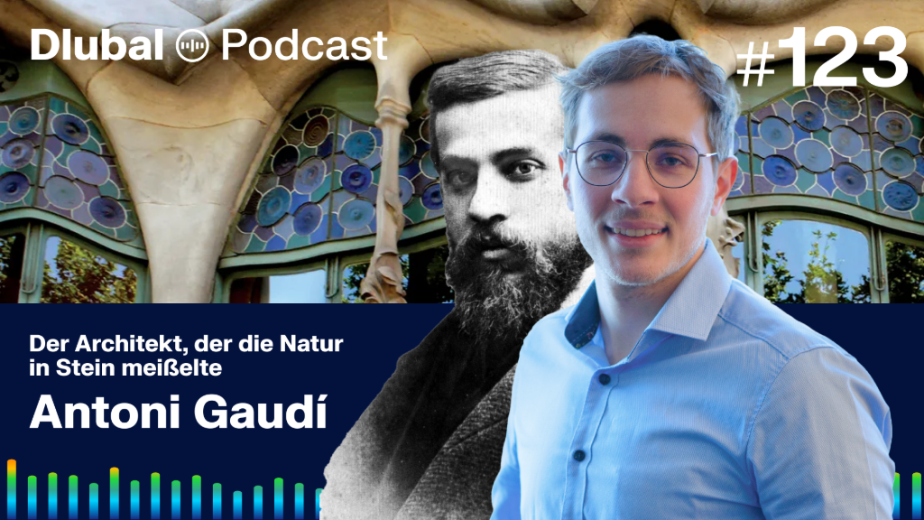 Visualisierung eines Podcasts über Antoni Gaudís Werke mit Referenz zu VG 005362.