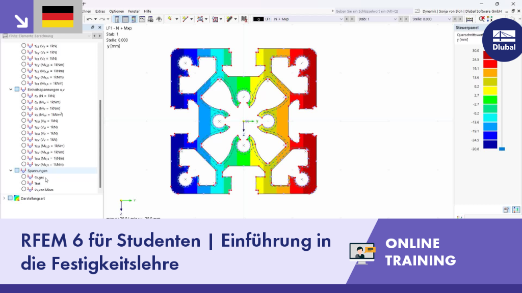 Einführung in die Festigkeitslehre für Studenten mit RFEM 6 Onlinekurs.