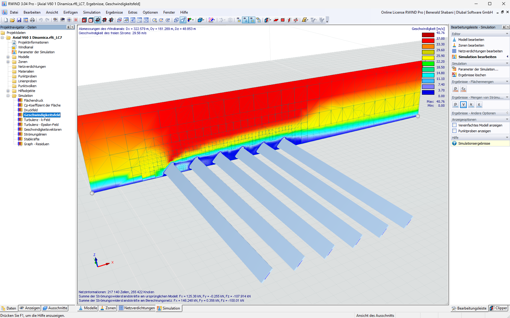 Geschwindigkeitsfeld des Trackers in RWIND © Axial Structural Solutions.