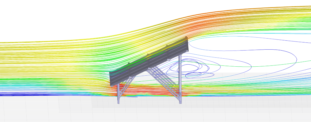 Simulation von Windströmungslinien um Solarmodule mit RWIND 3.