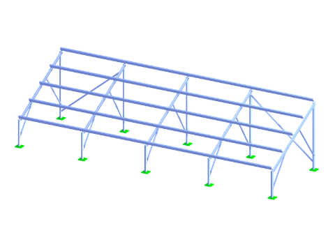 Bodenmontagestruktur für Solarmodule mit Bauelementen für Photovoltaik-Halterungen, entworfen mit einer Ingenieursoftware.