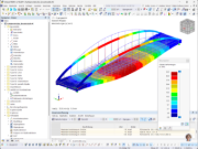 Kuhdammbrücke Wustermark, Darstellung der Verformungen im RFEM-Modell.
