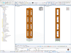 Holzturmstrukturanalyse mit RFEM, Darstellung des Bauwerks im Konstruktionsstadium.