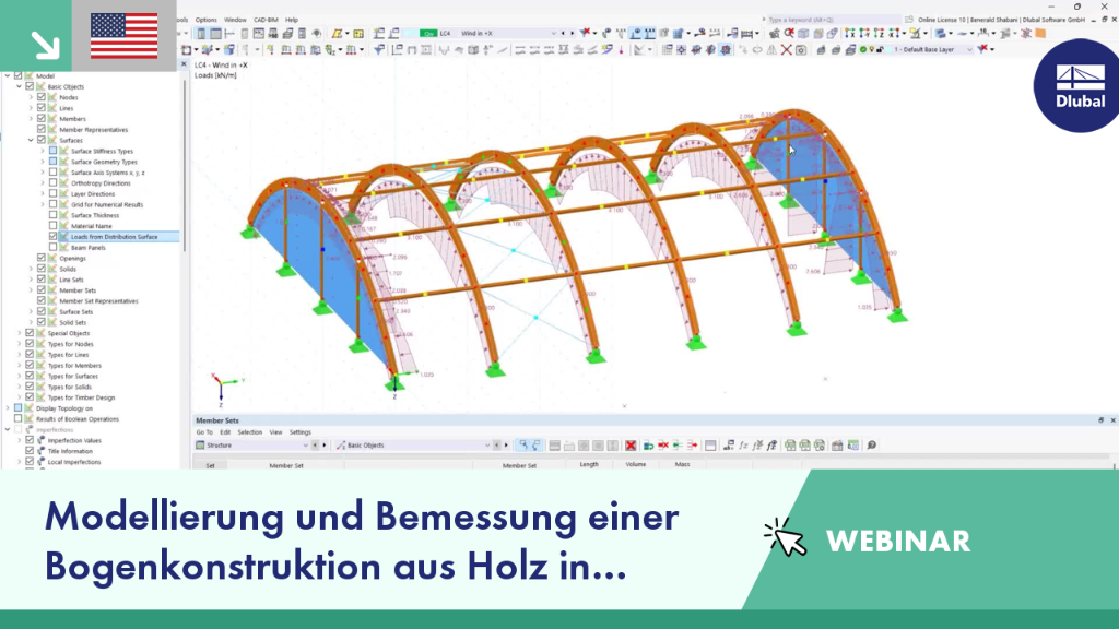 Bemessung einer Holzbogenkonstruktion mit Hilfe fortschrittlicher Modellierungstechniken in RFEM 6.