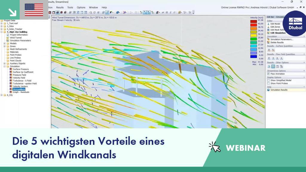 Übersicht über die wichtigsten Vorteile der digitalen Windkanaltechnologie in Webinaren.