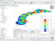 Verformungsdarstellung einer Membranüberdachung in einer Simulationssoftware für Ingenieurbauten.