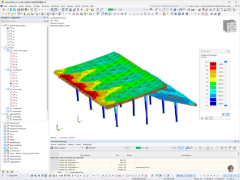Berechnung der Verformungen eines Holz-Gitterrostdachs mit RFEM durch eine präzise Analyse der Struktur.
