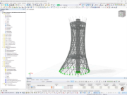 Detailierte Ansicht des RFEM-Modells vom Hexenbesenturm.