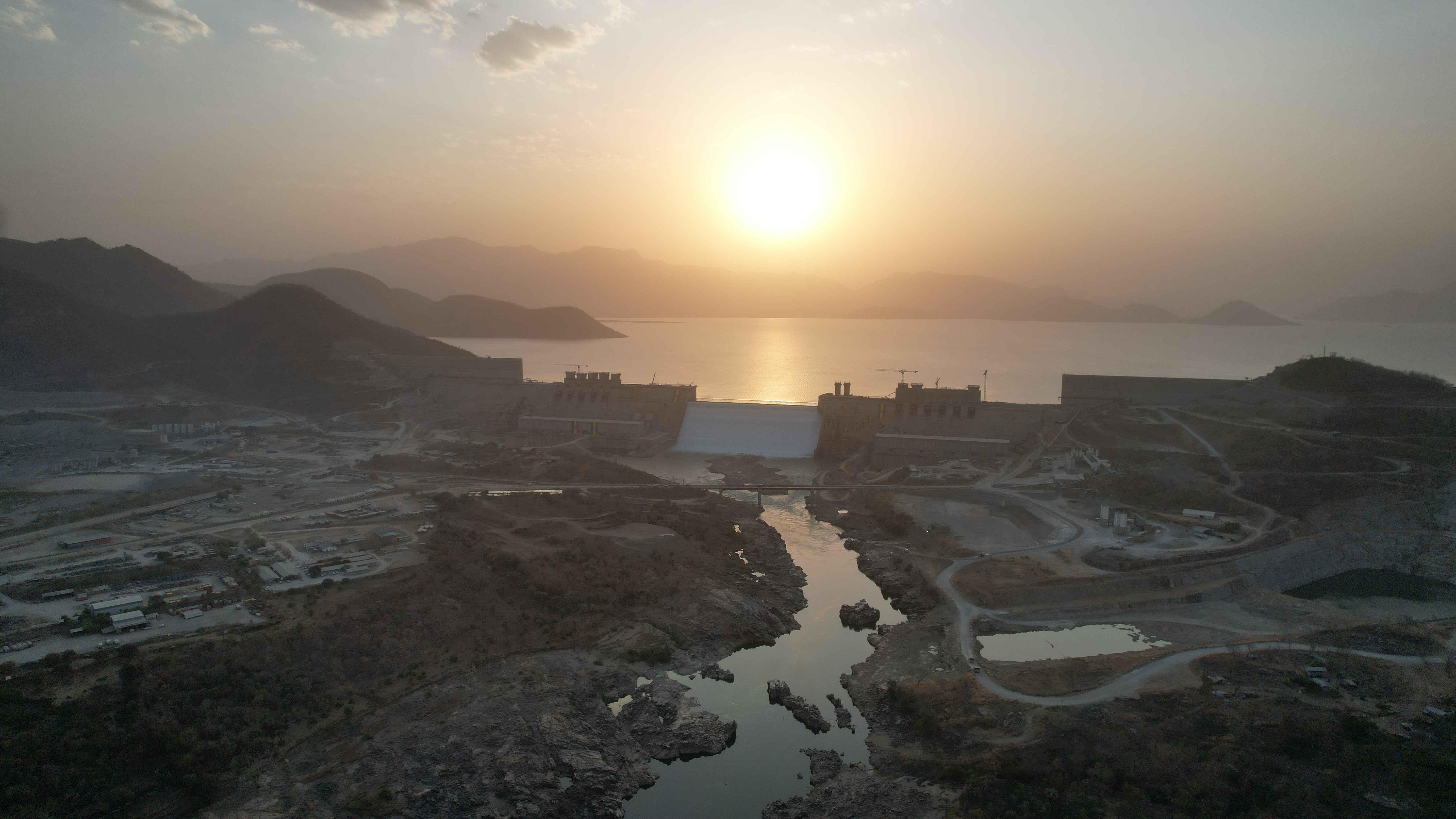 Der GERD-Staudamm, das größte Wasserkraftwerk Afrikas, in Äthiopien.