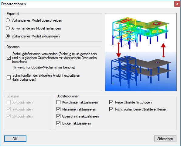 Exportoptionen