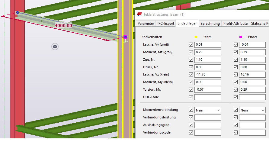 Übernahme der Schnittgrößen in Tekla Structures