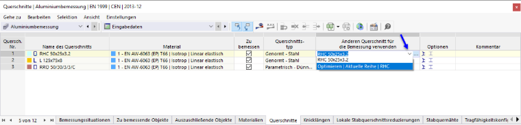 Querschnitt optimieren