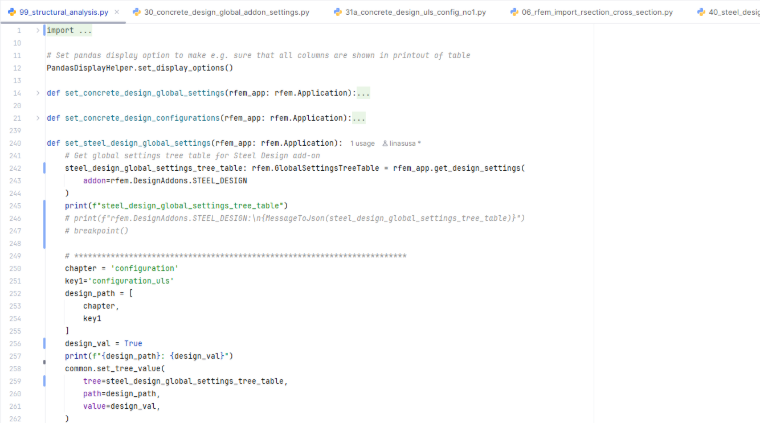 Anpassen der Bemessungsparameter mithilfe der API-Schnittstelle von Dlubal für die statische Analyse.
