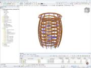 3D-Muster eines Holzaussichtsturms in RSTAB, technisch detailliert.