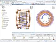 Ansichten eines Holzaussichtsturms, modelliert in der Software RSTAB.
