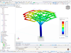 Solarbaum-Windanalyse mit RFEM von MSE Engenharia: Simulierte Kräfteverteilungen.