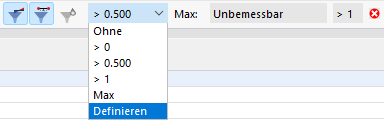 Filterkriterium für Ausnutzungen definieren