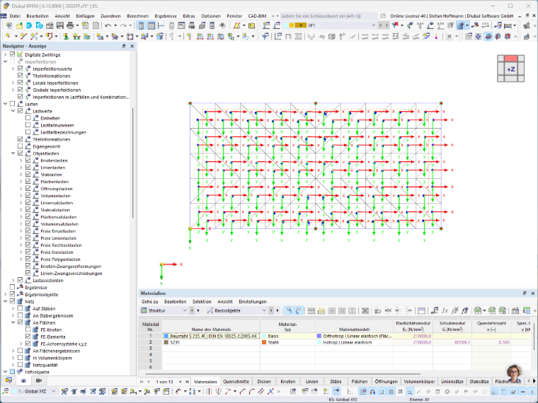 Das Bild zeigt die Achsausrichtung vom FE-Netz in RFEM 6