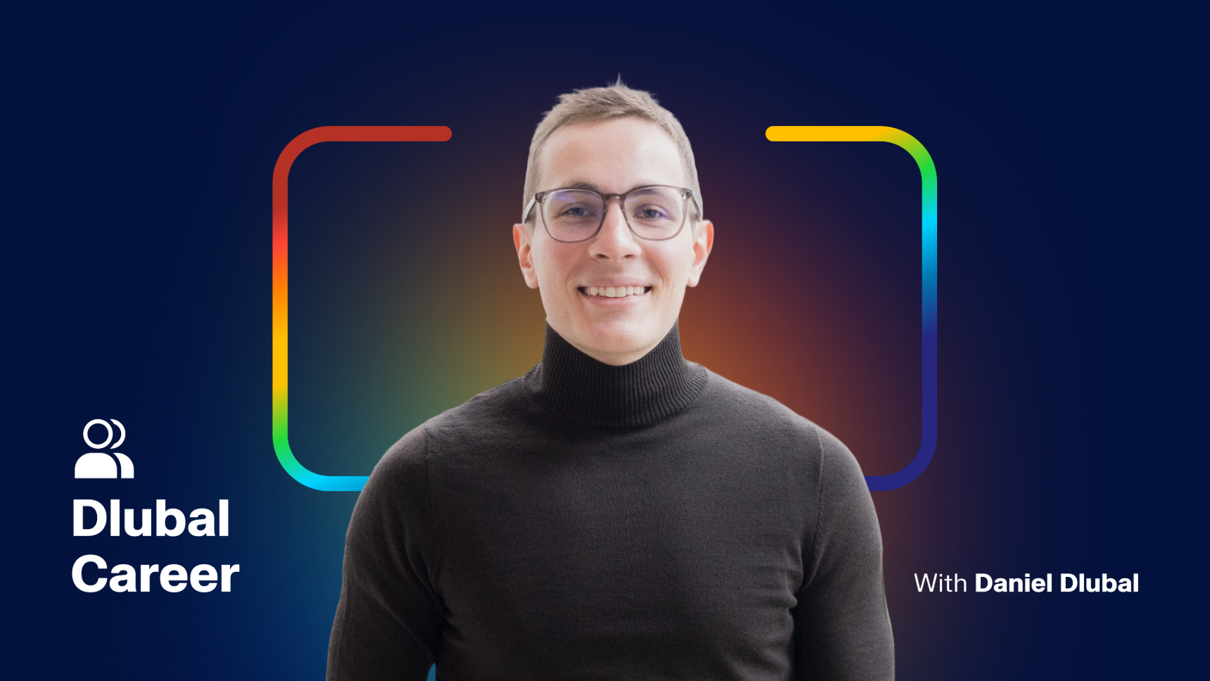 Miniaturbild, auf dem Daniel Dlubal ein Video zur Stellenausschreibung mit farbenfrohen Grafiken bewirbt.