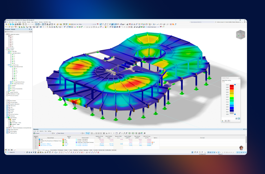 RFEM 6-Modell des Terminals des Macon-Bibb County Middle Georgia Regional Airport mit detaillierter Holzbemessung für die US-Landingpage.