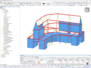 Detailansicht einer Stahlkonstruktion im RFEM von Bent on Destruction.