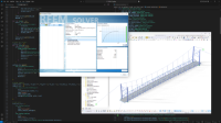 Die Benutzeroberfläche von RFEM 6 zeigt ein Stahlbrückenmodell mit Funktionen zur Integration von Python-Skripten für fortgeschrittene statische Berechnungen.