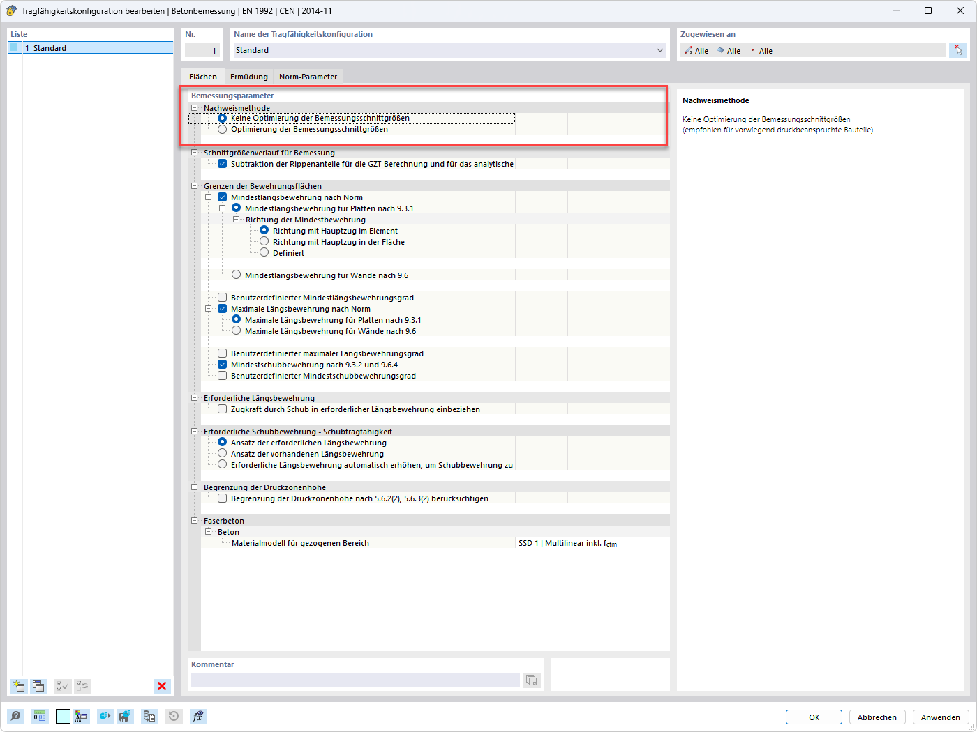 Steuerungselement zum Aktivieren oder Deaktivieren von Bemessungsschnittgrößen in einem Softwareprogramm der Tragwerksplanung.