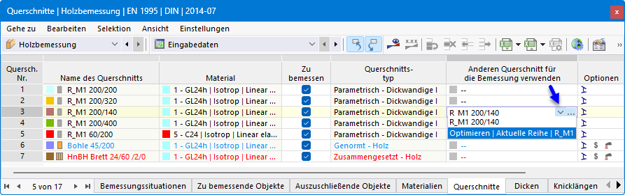 Querschnitt optimieren