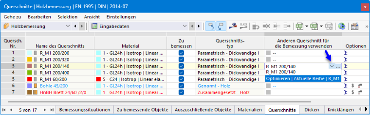 Querschnitt optimieren