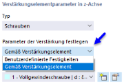 Verstärkungselement auswählen
